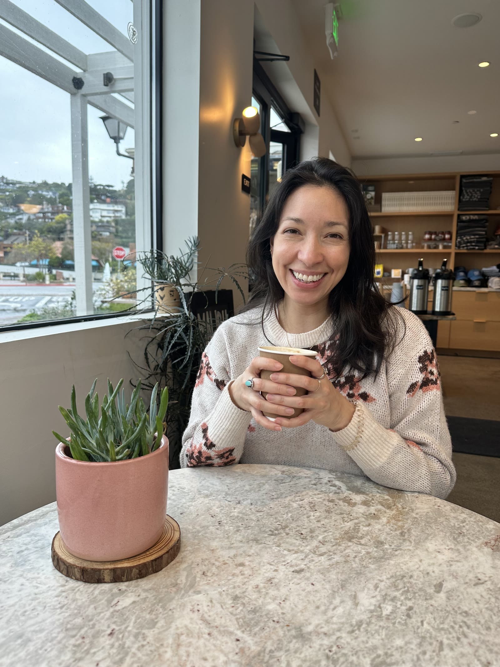 Enjoying a coffee